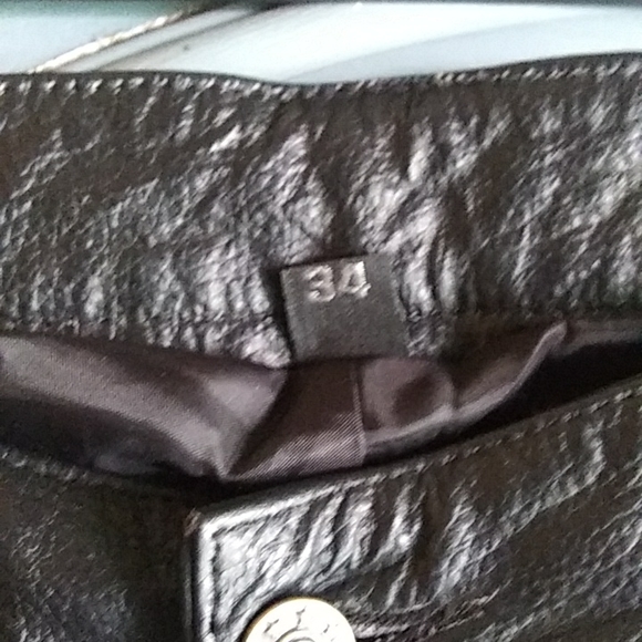 Men's Black Leather Pants - Picture 2 of 9